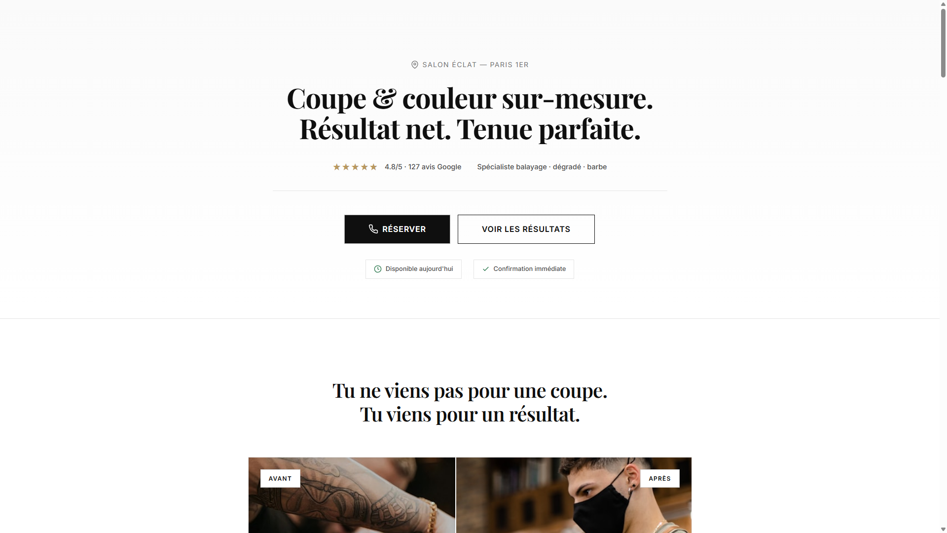 Landing premium salon